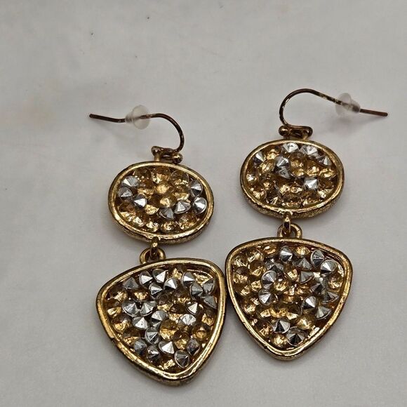 "5/$25" 2 Pairs Goldtone Sparkle Dangle Dressy Earrings - Picture 3 of 8
